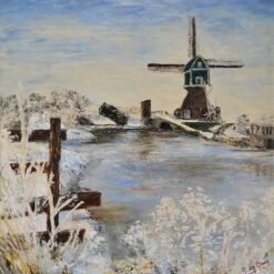 Moulin hollandais en hiver