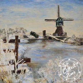 Moulin hollandais en hiver