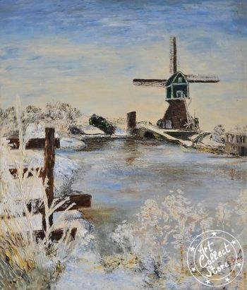 Moulin hollandais en hiver