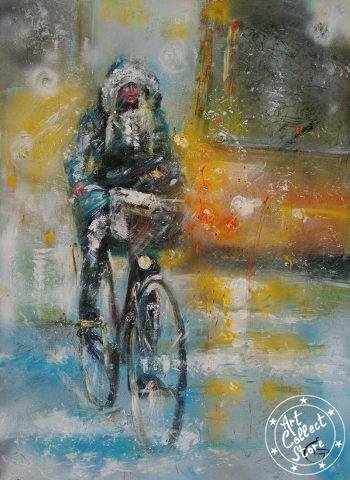 Cycling in the snow.